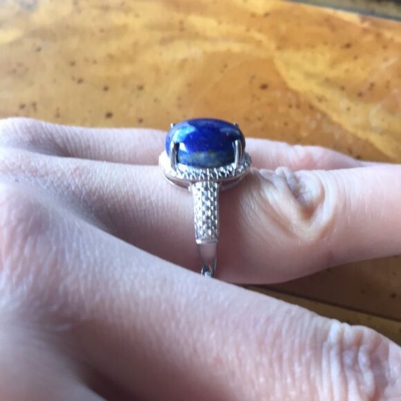 Natural Lapis Lazuli Sterling Silver Ring Size 7 - Picture 3 of 7
